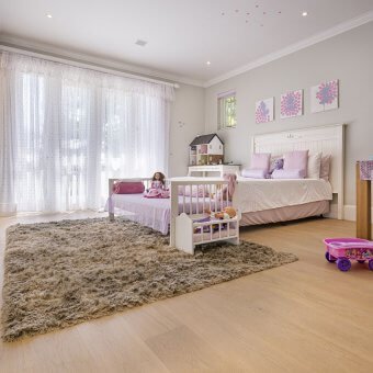 Woodline classic unfinished oak, finished with Oleum in colour wheat.