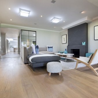 Woodline classic unfinished oak, finished with Oleum in colour wheat.