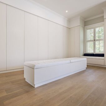 Woodline classic unfinished oak, finished with Oleum in colour wheat.