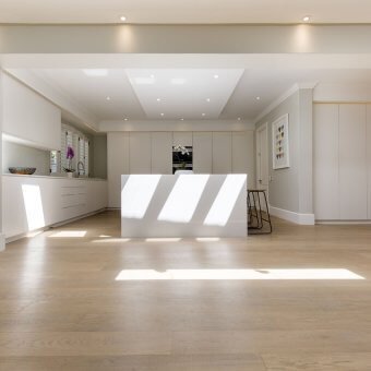 Woodline classic unfinished oak, finished with Oleum in colour wheat.